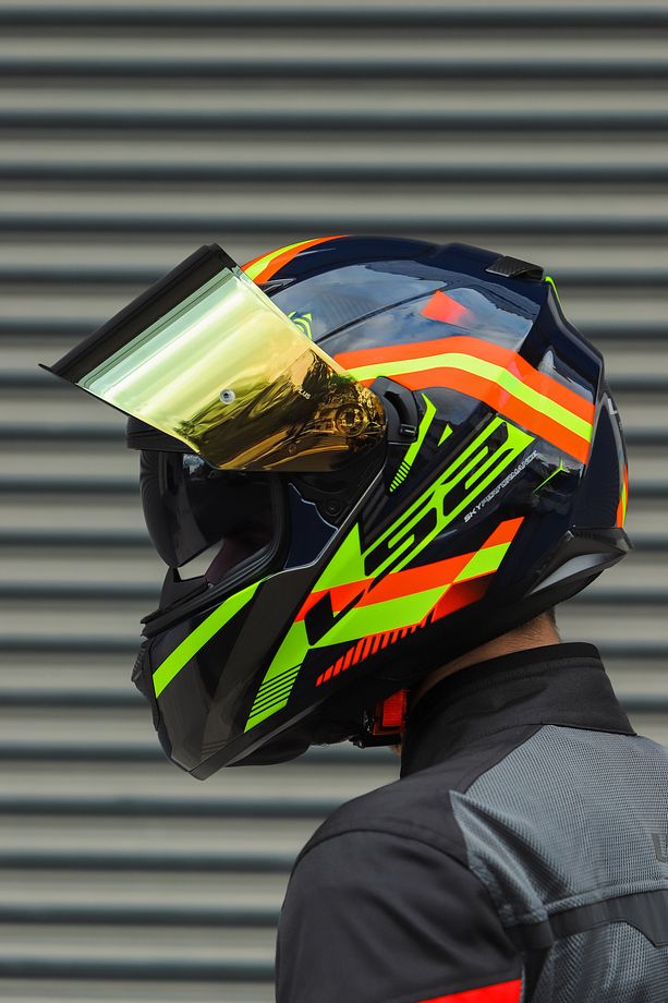 Stream Evo Reflex Mavi Turuncu Kask + Dahili Bluetooth Kulaklık - 4