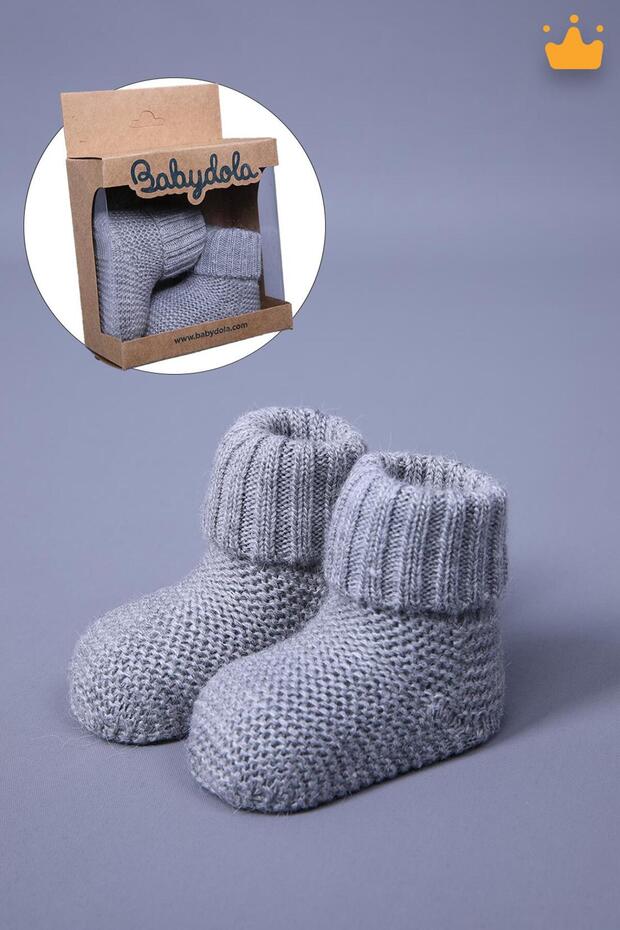 Baby Girl and Boy 100% Knitwear Booties 0-6 Months Newborn Boxed Gift Gray 11491