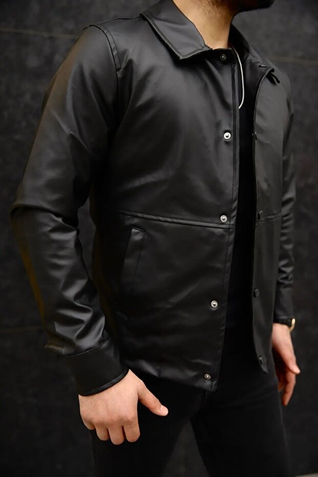 Schwarze Herren-Lederjacke - 3