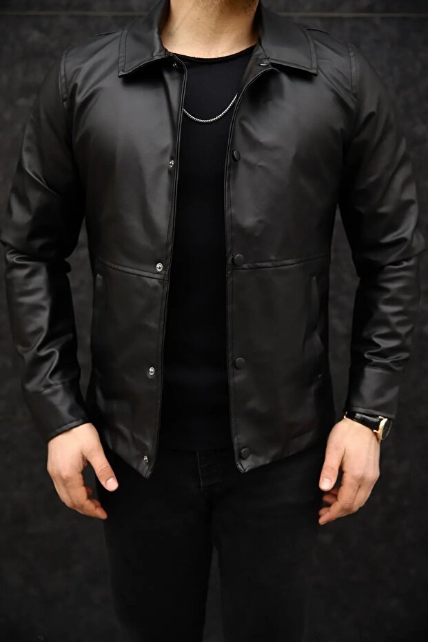 Schwarze Herren-Lederjacke - 2