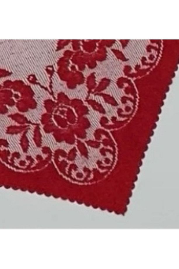 Güllü Desen Kdk Örme Tül Peçete 6 Adet 30 X 30 (KIRMIZI) - 3