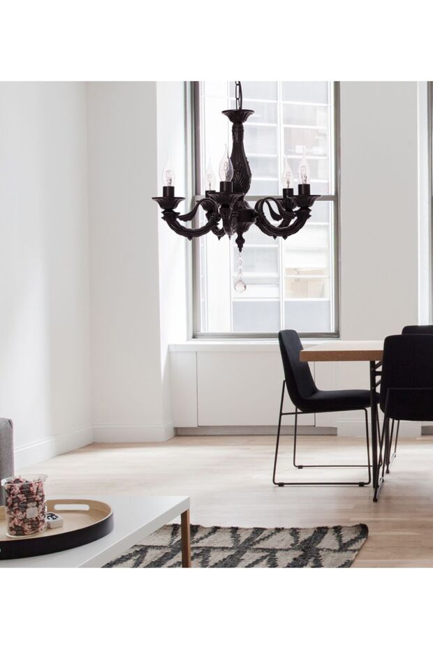 Albert 5'li Siyah Minimalist Avize Sarkıt - 4