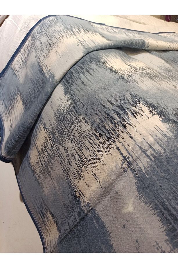 Patchwork Desen Baskılı 150x240 Cm. Tek Kişilik Tek Pike - Mavi - 3