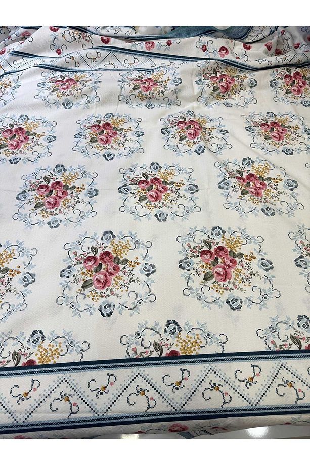 Buket Desen Baskılı 150x240 Cm. Tek Kişilik Tek Pike - Petrol Yeşili - 3