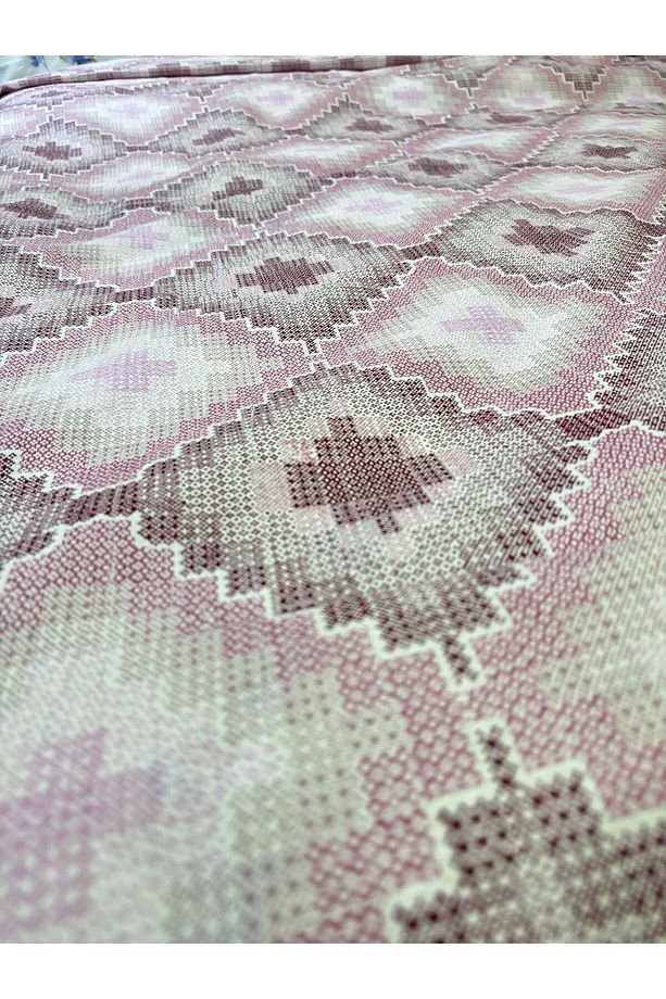 Kaneviçe Desen Baskılı 150x240 Cm. Tek Kişilik Tek Pike - Lila - 4