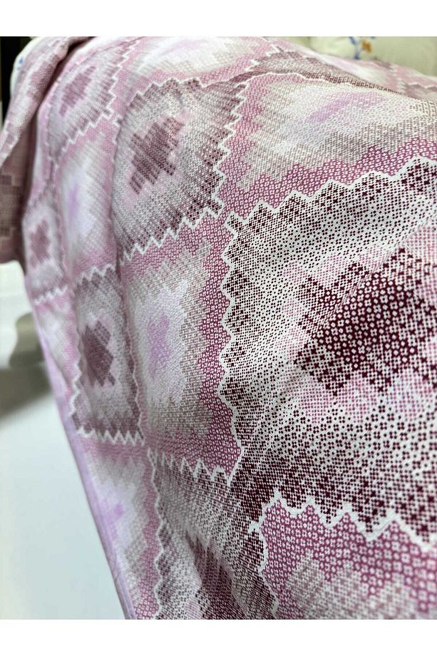 Kaneviçe Desen Baskılı 150x240 Cm. Tek Kişilik Tek Pike - Lila - 5