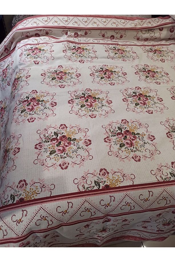 Buket Desen Baskılı 150x240 Cm. Tek Kişilik Tek Pike - Somon - 3