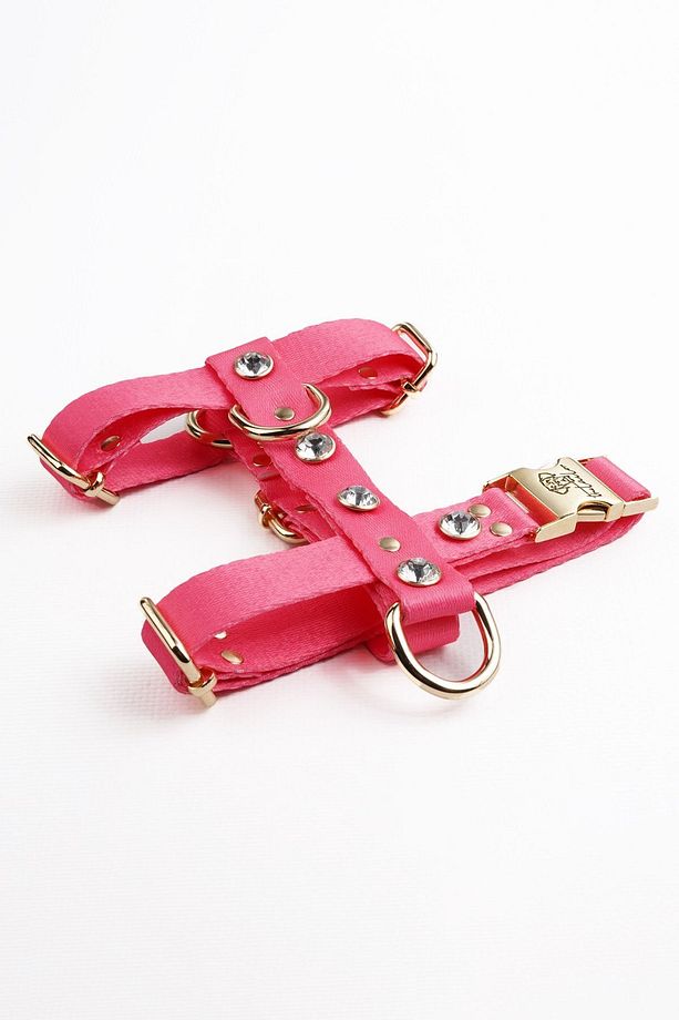 Kaçış Önleyici Tasma Fuşya Pembe Diamond Tasma Seti Göğüs Tasması Ve Gezdirme Tasması - 3