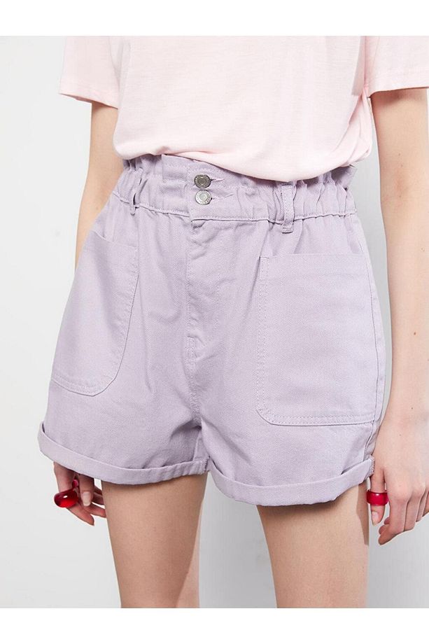 LCW Jeans Yüksek Bel Slouchy Düz Cep Detaylı Kadın Jean Şort - 5
