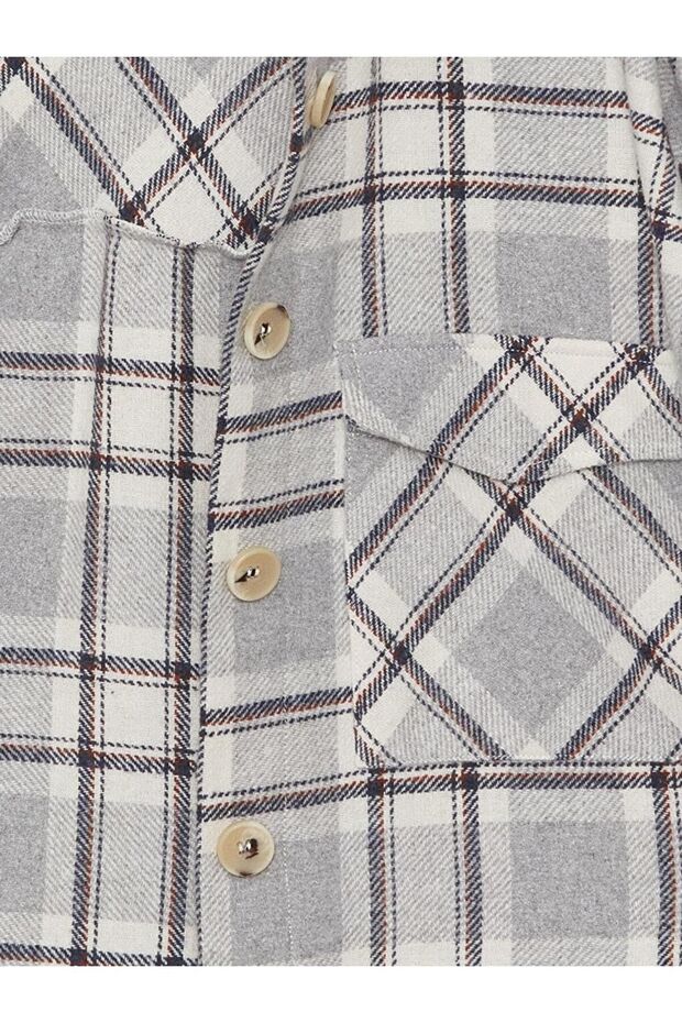 LCW Vision Ekose Uzun Kollu Oversize Kadın Gömlek Ceket - 6