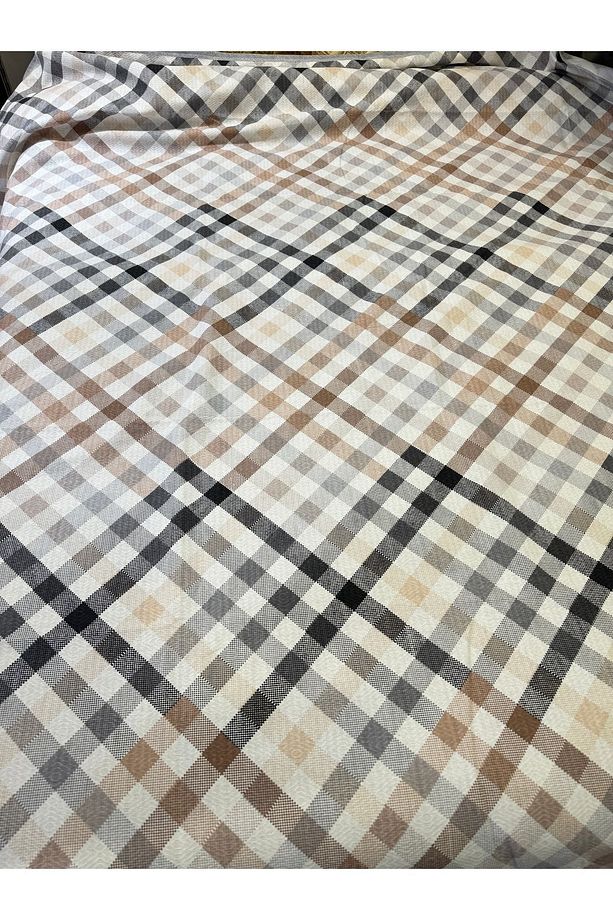 Gingham Ekose Desen Baskılı 150x240 Cm. Tek Kişilik Tek Pike - Gri - 3