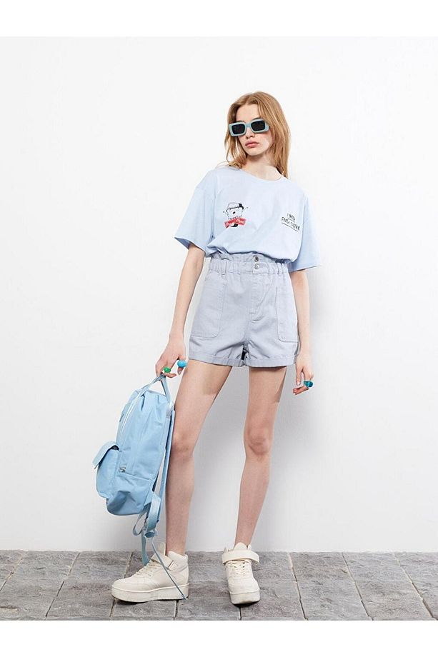 LCW Jeans Yüksek Bel Slouchy Düz Cep Detaylı Kadın Jean Şort - 2