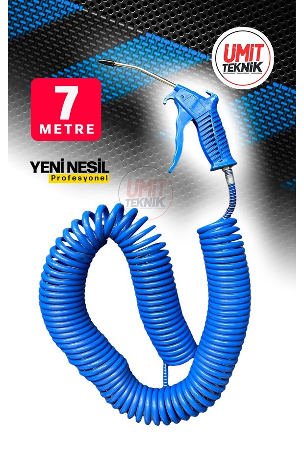 7 Metre Hava Tabancası Yeni Nesil  Spiral Hava Hortumu Kompresör Hava Tabancası Set-7 METRE - 3