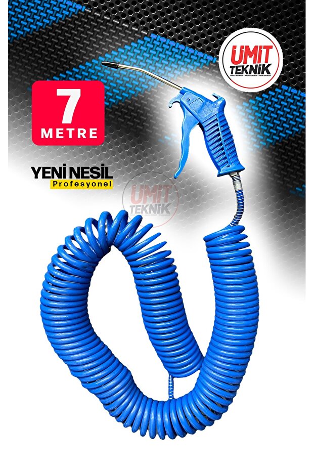 7 Metre Hava Tabancası Yeni Nesil  Spiral Hava Hortumu Kompresör Hava Tabancası Set-7 METRE - 2