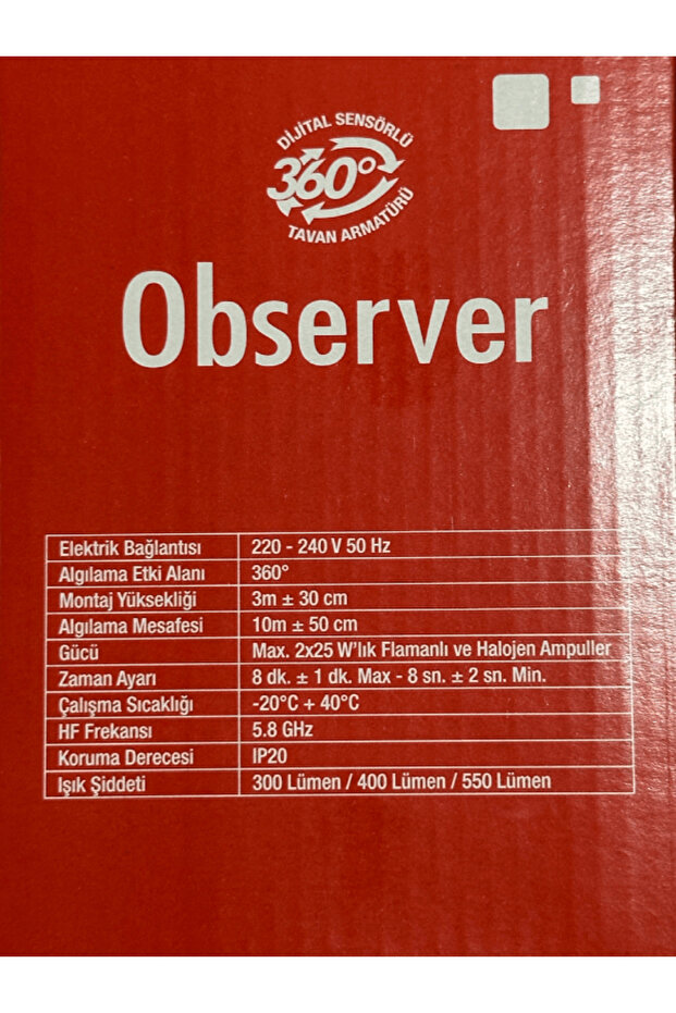 Observer 360 Derece Sensörlü Tavan Armatürü - 3