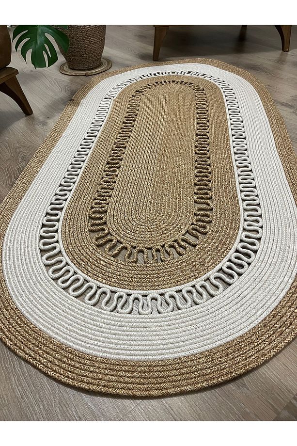 Jüt Hasır Kapı Önü Banyo Mutfak Salon Oturma Odası Paspası Modern Kilim Hediyelik - 3