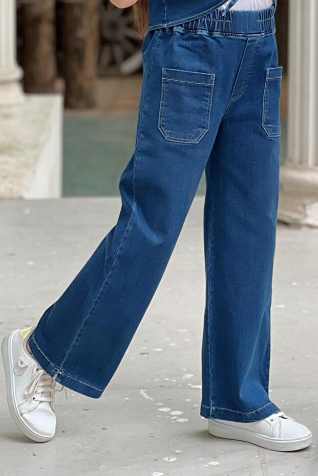 Girl's Full Lycra Washable Wide Leg Jeans