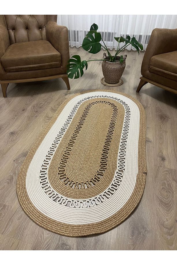 Jüt Hasır Kapı Önü Banyo Mutfak Salon Oturma Odası Paspası Modern Kilim Hediyelik - 2