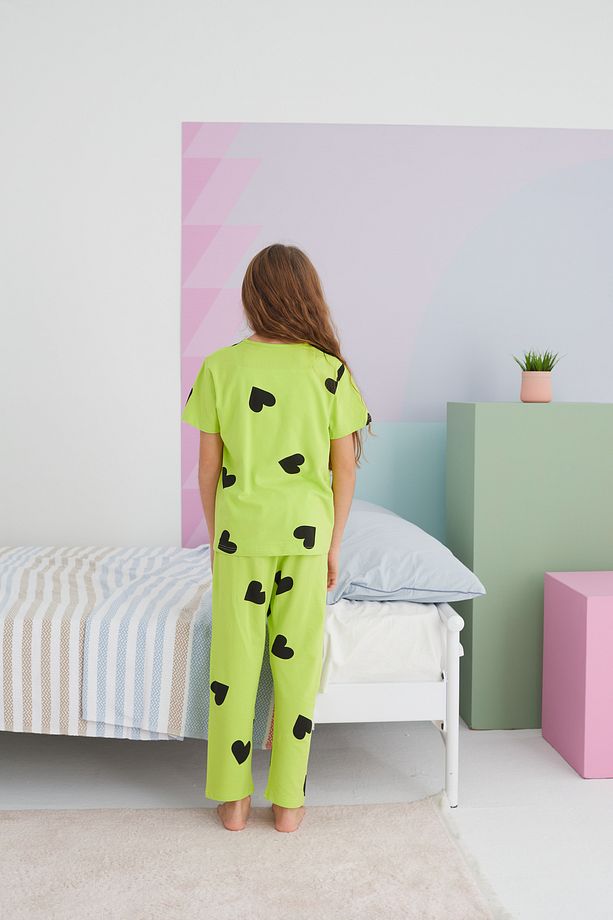çok renkli Pamuklu Örme Pijama Takım - 5