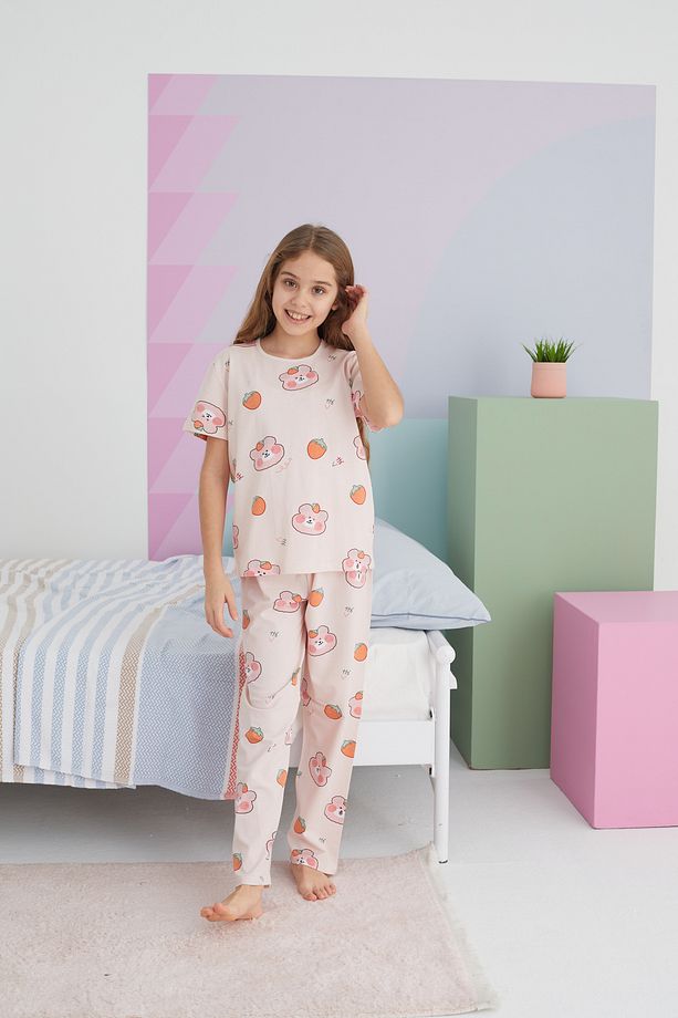 çok renkli Pamuklu Örme Pijama Takım - 3