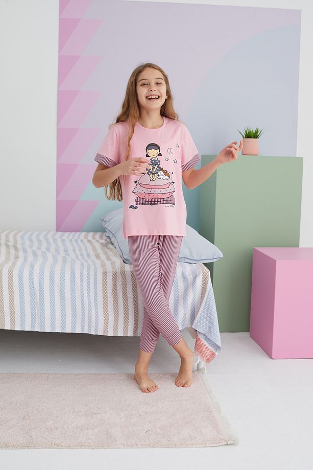 çok renkli Pamuklu Örme Pijama Takım - 3
