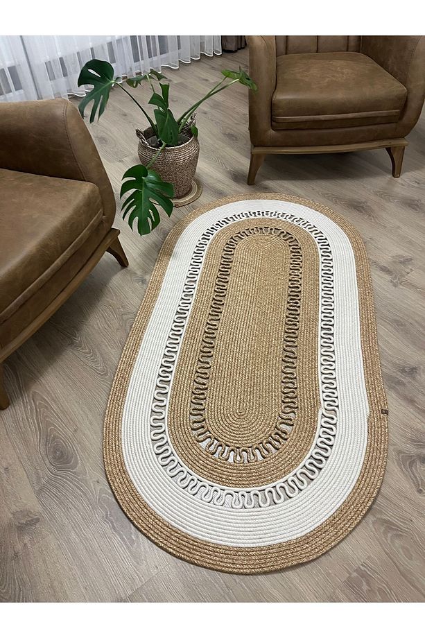 Jüt Hasır Kapı Önü Banyo Mutfak Salon Oturma Odası Paspası Modern Kilim Hediyelik - 1