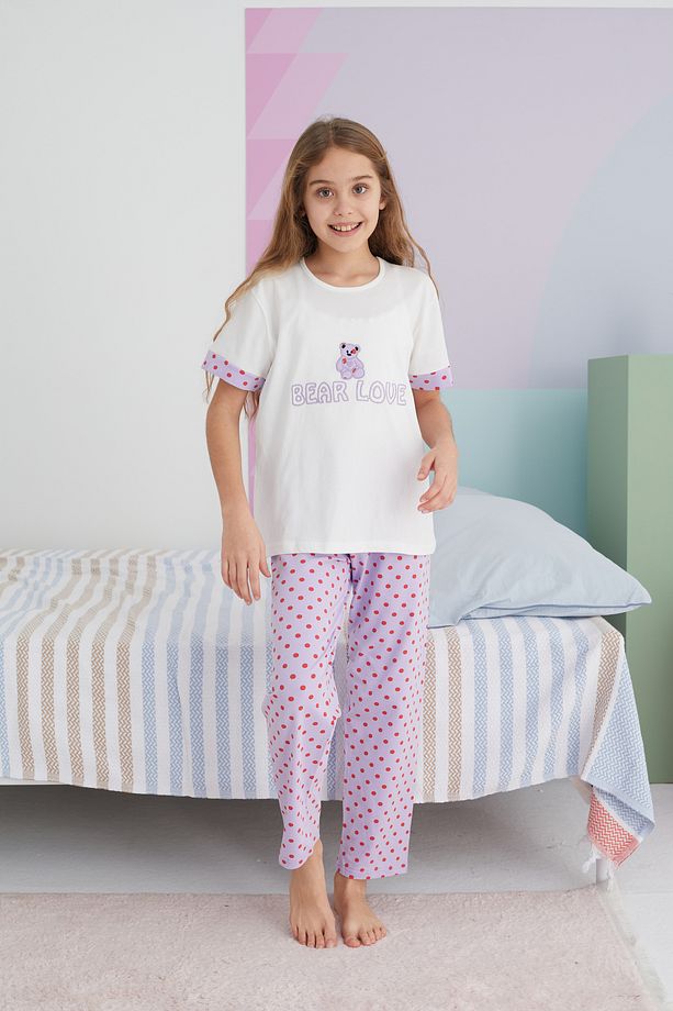 çok renkli Pamuklu Örme Pijama Takım - 3