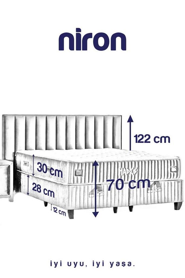 Hades Yatak Baza ve Başlık Seti 180x200 cm Çift Kişilik Paket Yaylı Lüks Yatak Krem Baza Başlık - 5