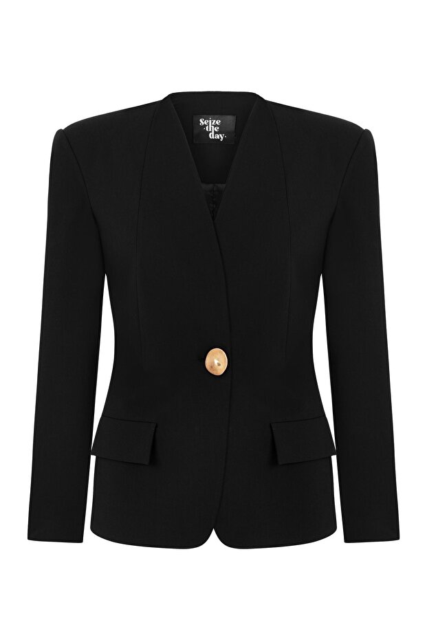 SASHA WOMEN'S GOLD BUCKET DETAILED FABRIC JACKET