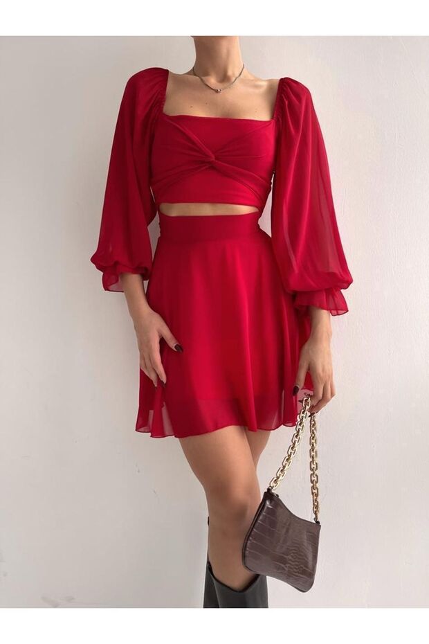 Göbek Detaylı Elbise - 2