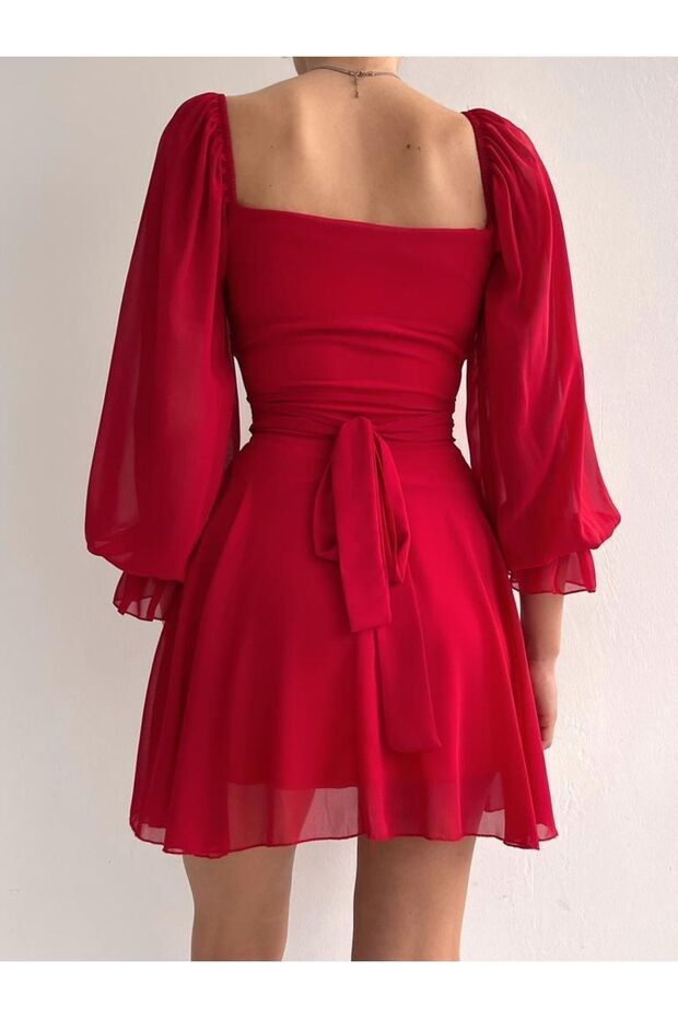 Göbek Detaylı Elbise - 4