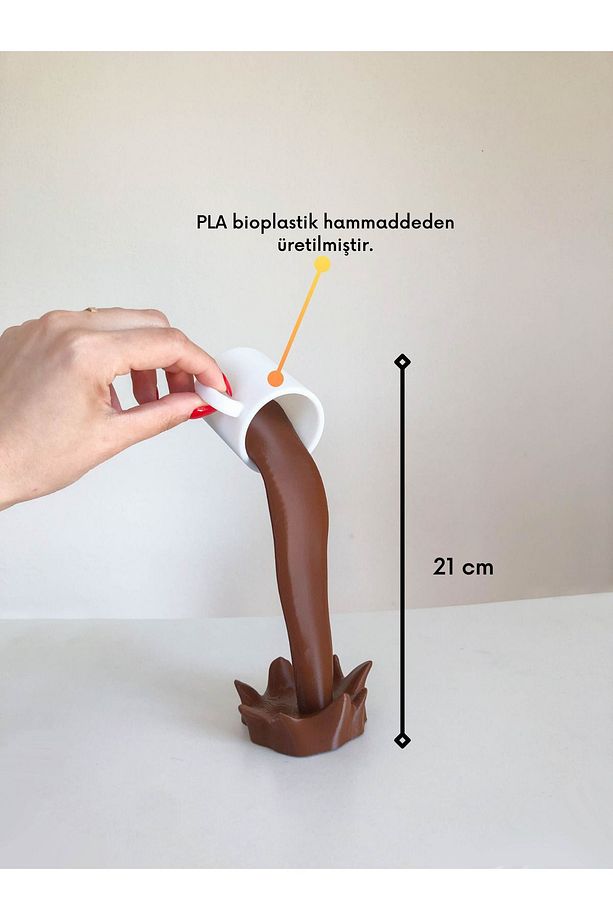Dökülen Sıcak Çikolata Figürlü Biblo - Mutfak Kahve Köşesi Dekorasyonu 21cm - Bioplastik - 8