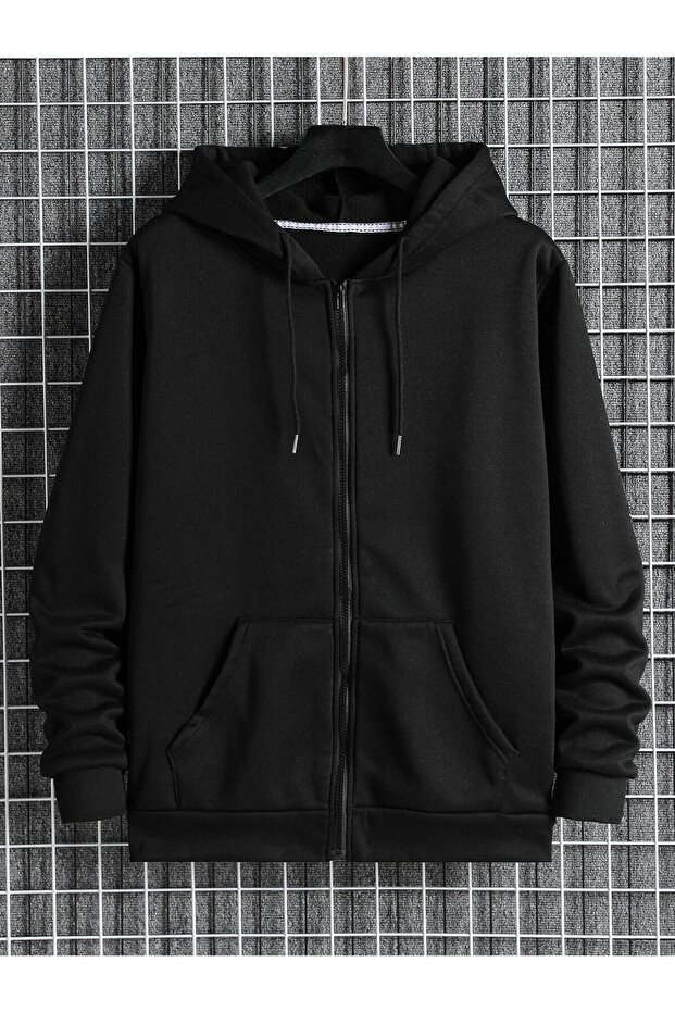 Zippered Hooded Oversize Sweatshirt