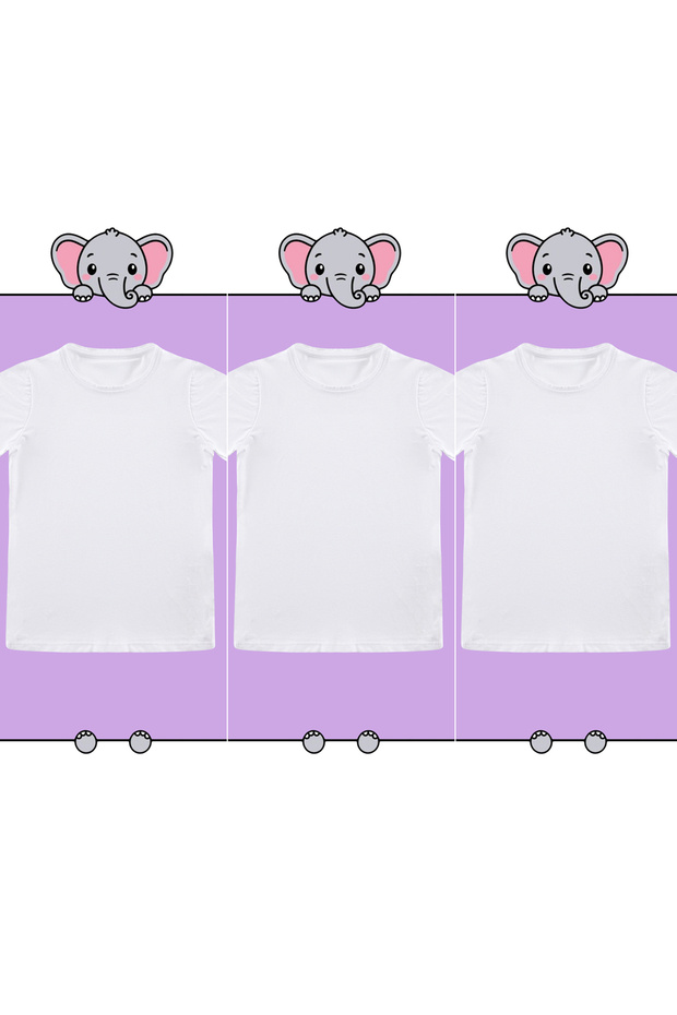 Beyaz 3'lü Unisex Pamuklu Basic Regular Kalıp Kısa Kol Örme T-Shirt TKDSS24TS00019 - 3