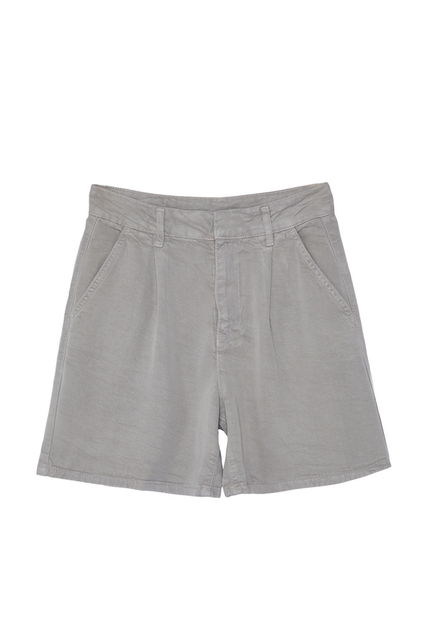 Gri %100 Tencel™ Pileli Denim Şort TWOSS24SR00077 - 8