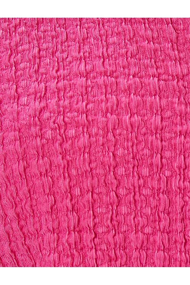 Crop Gömlek Dokulu Kısa Kollu Düğmeli 4SAK60003EK Pembe - 2