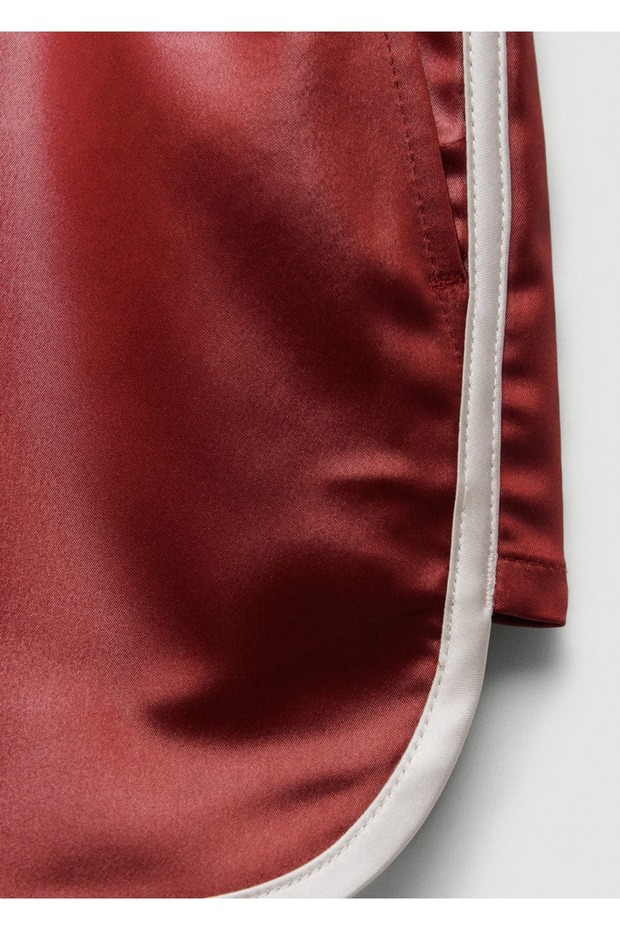 Beli lastikli saten şort - 6