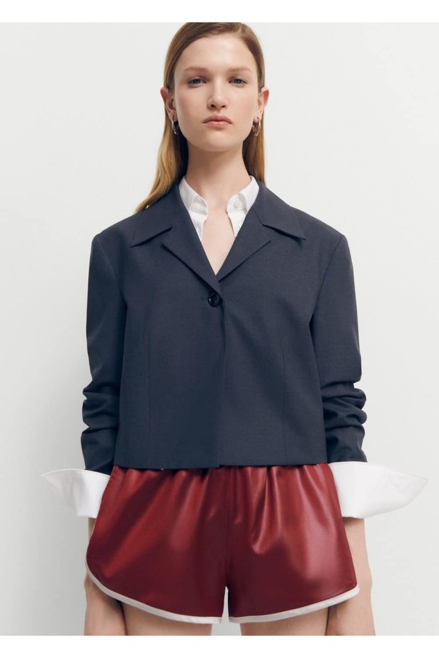 Beli lastikli saten şort - 1