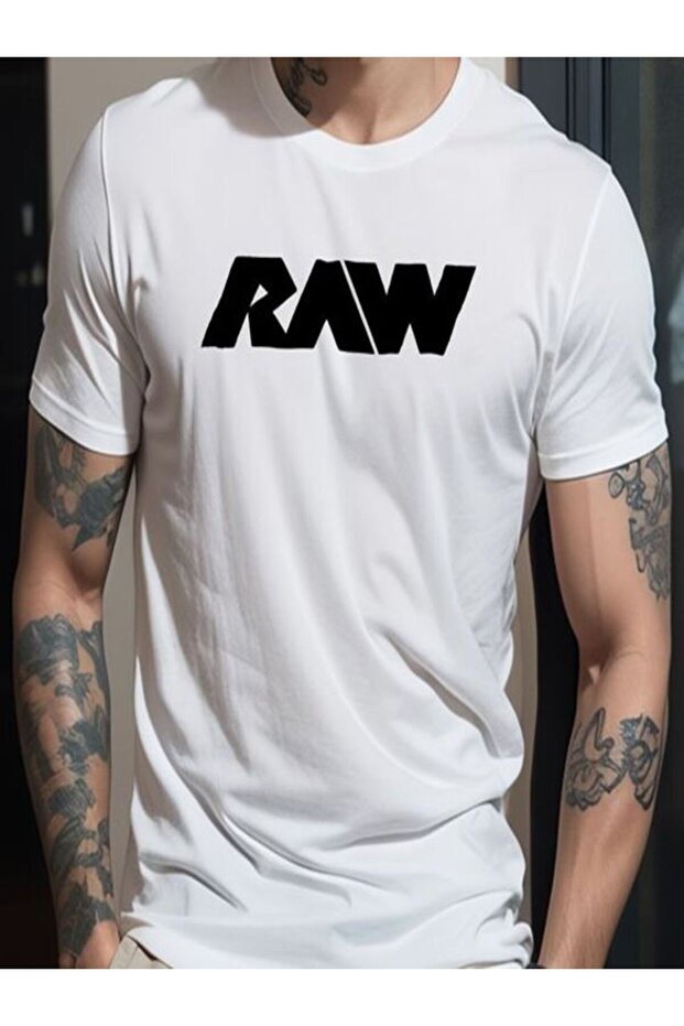 White Printed Oversize T-Shirt - Crew Neck, Short Sleeve