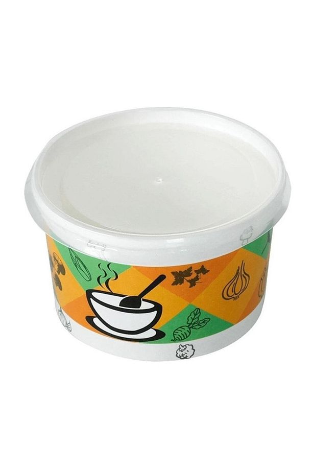 Karton Çorba Kase 16 oz Kapaklı Çorba Kabı Tek Kullanımlık 50 Adet Kap 50 Adet Kapak - 3