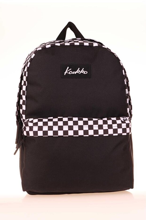 حقيبة ظهر مدرسية منقوشة باللون الأسود - الألوان الأساسية K1629 - 1