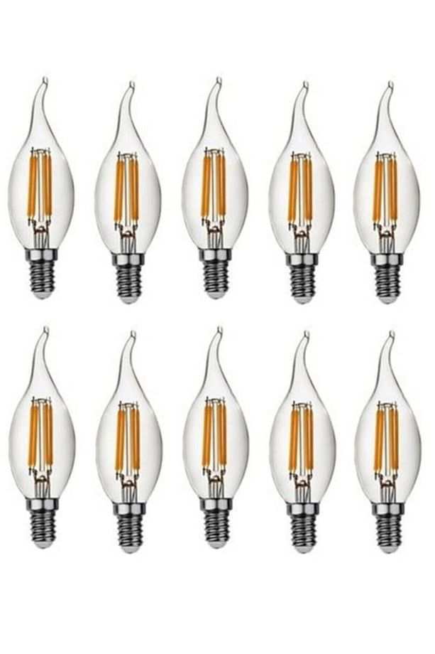 4w Avizeler Için Dekoratif Rustik Kıvrık Led Ampul E-14 Duylu Sarı Işık 10 Adet - 1