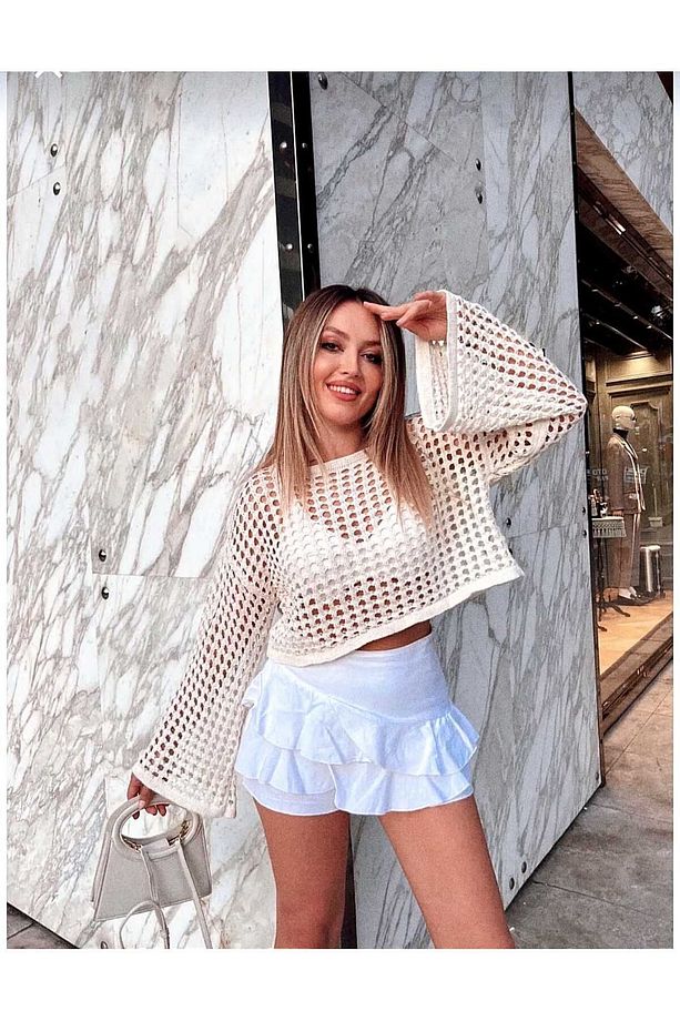İspanyol Kol Ajurlu Crop - 1
