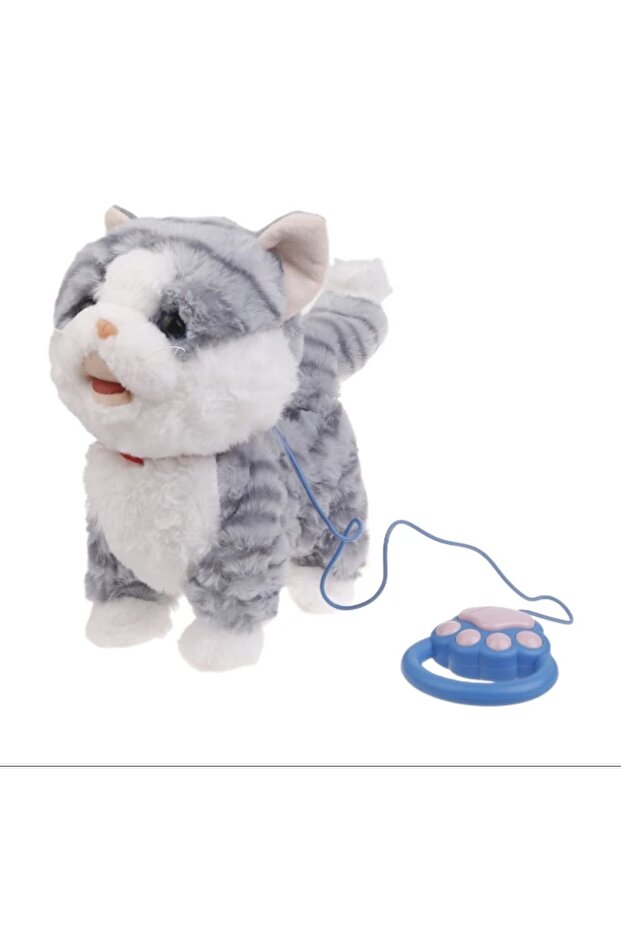Cat on a Leash Walking Meowing When You Touch Sound Sensitive Kitten Birthday Gift for Children - Kd-297