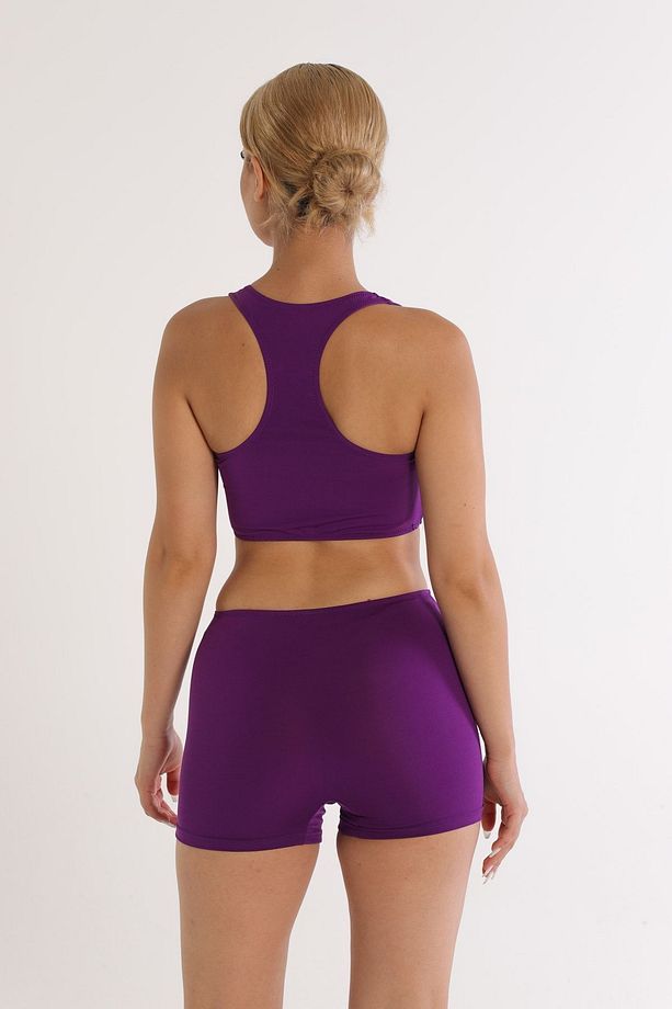 Modelli Şortlu Desenli Badili Yüzücü Bikini 5524 Desenli Mor - 5
