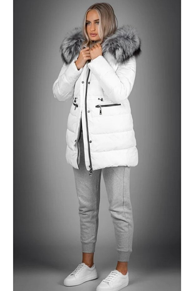 Beyaz Kürklü Parka - 4