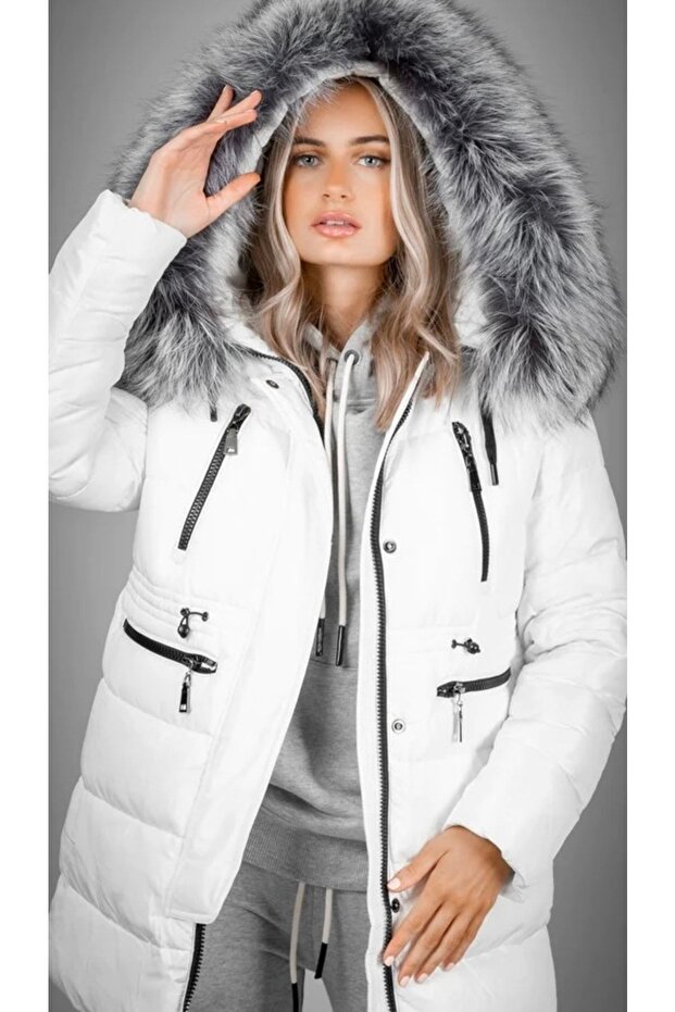 Beyaz Kürklü Parka - 5