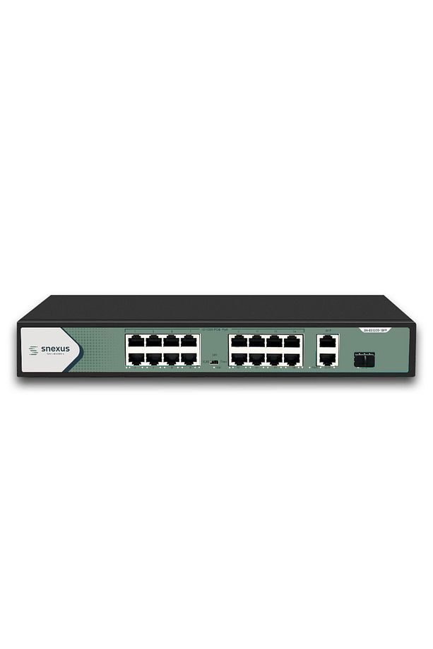 16 Port 300 Watt Full Poe 2 X Gigabit Uplink 1 X Sfp Fiber Yönetilemez Switch - 1