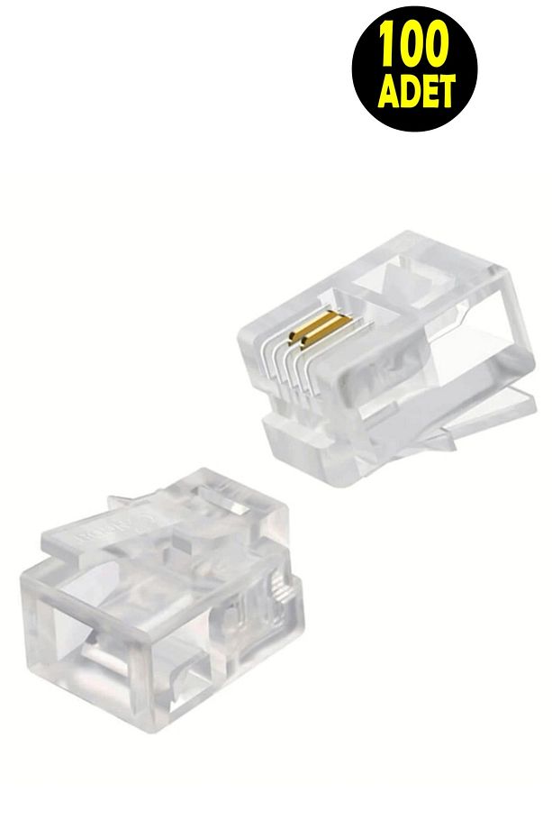 100 Adet RJ11 6P/2C Kablolu  Telefon Kablosu Soketi Ucu  -RJ11 6P/2C Uç - 1