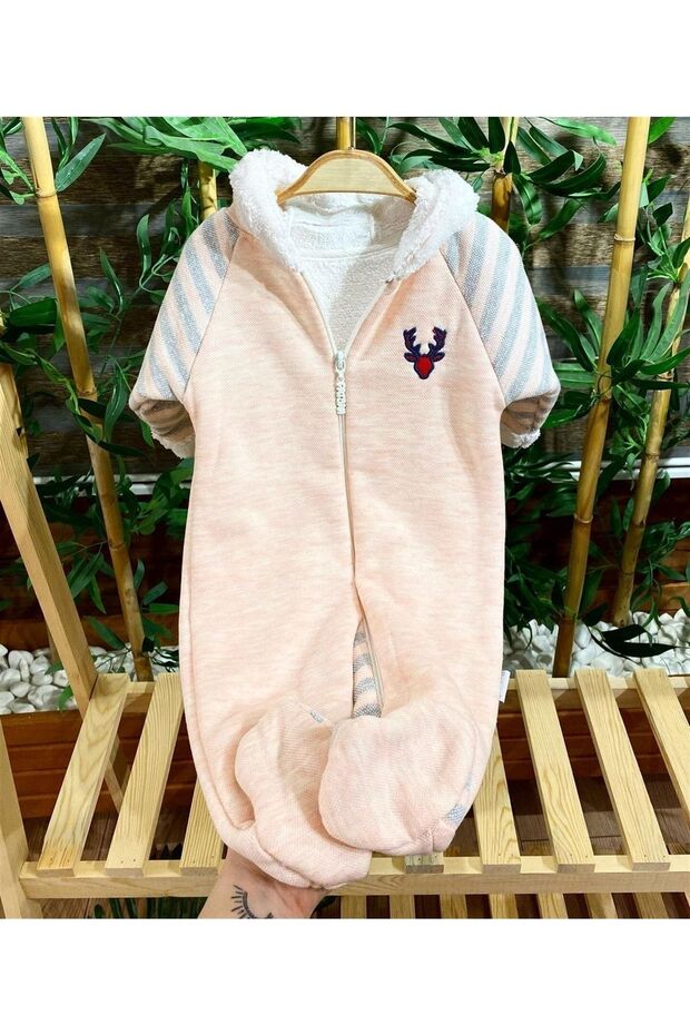 Cotton Wellsoft Plush Inside Baby Booties Sleeping Bag with Deer Embroidery